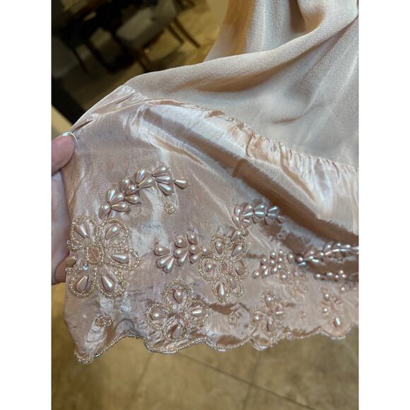 TWINSET Simon Barbieri Mauve Silk Beaded Hem Dress Size L 10-16 - Picture 3 of 5